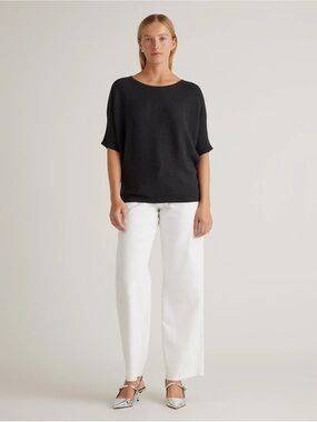 Quince Lightweight Cotton Cashmere Link Stitch Dolman Sweater